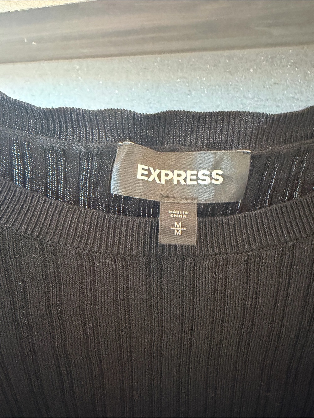 Express Black Ruffled Sleeve Ribbed Top - Picture 4 of 7